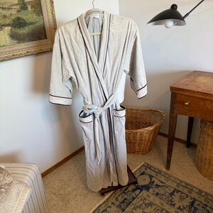 Dior Light Grey Bathrobe with Blue and Red Piping